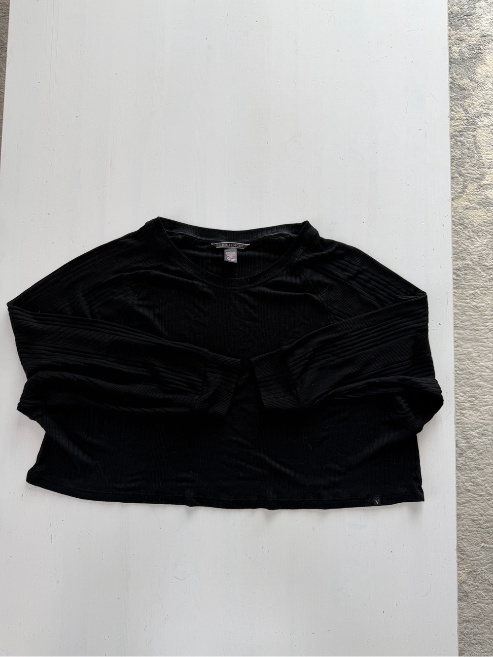 Victoria’s Secret Black Long Sleeve Top XL Sheer Fitted Can Fit Smaller